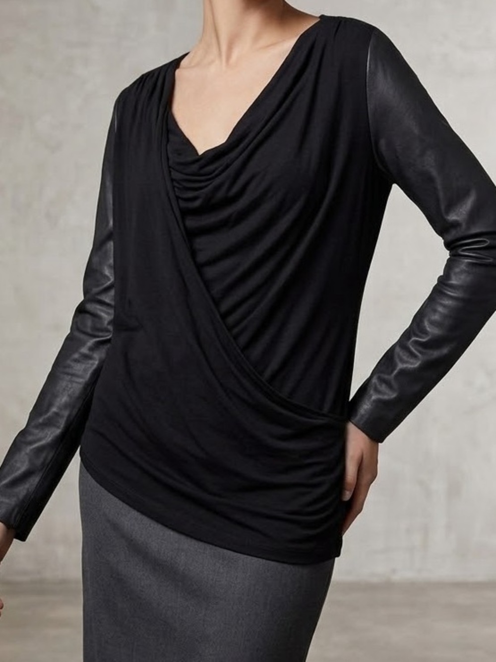 Danier Draped Italian Leather Sleeve Top